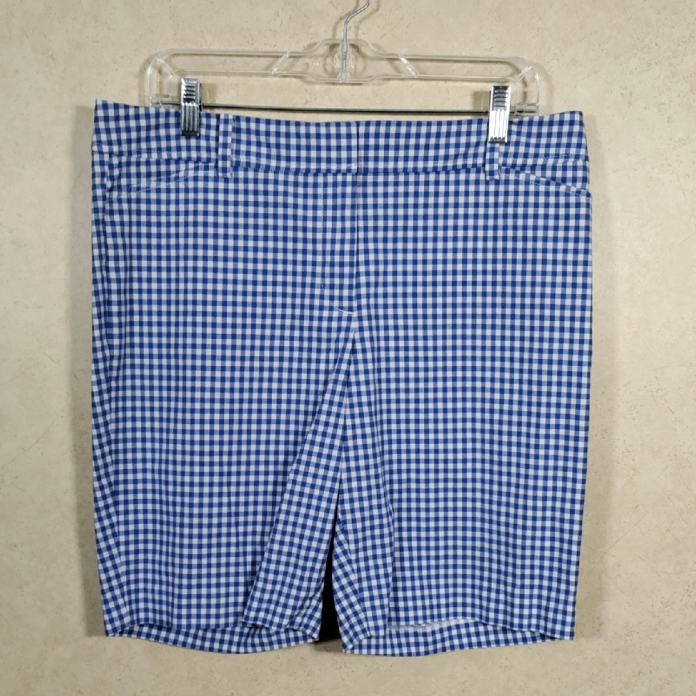 6103 Talbots royal blue check Perfect Short 12 Petite